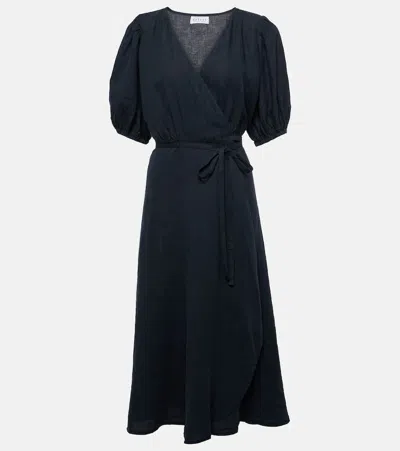 Velvet Dalene Linen Midi Dress In Black