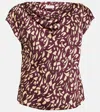 Velvet Devi Printed Satin Top In Multicoloured