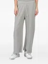 Velvet Drawstring Frayed Track Pants In Gray
