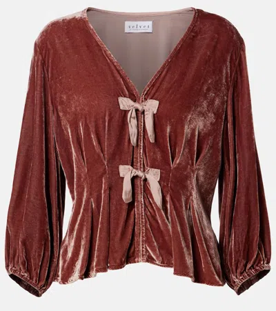 Velvet Elida Bow-detail  Top In Brown