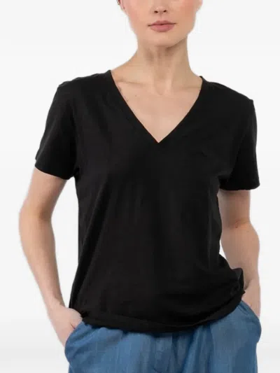 Velvet Ellie V-neck Short-sleeve T-shirt In Black