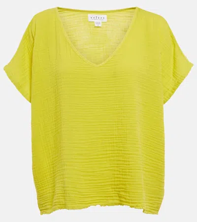 Velvet Elsa Cotton Gauze Top In Limelight