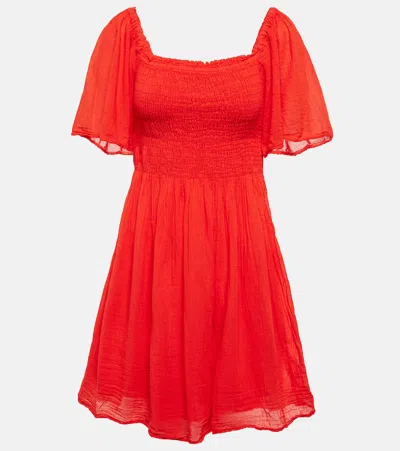 Velvet Esme Cotton Gauze Minidress In Cardinal