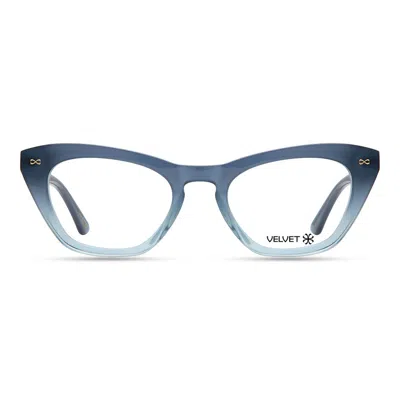 Velvet Eyewear Women's Blue  Cat Eye Optical Style - Stevie - Aqua
