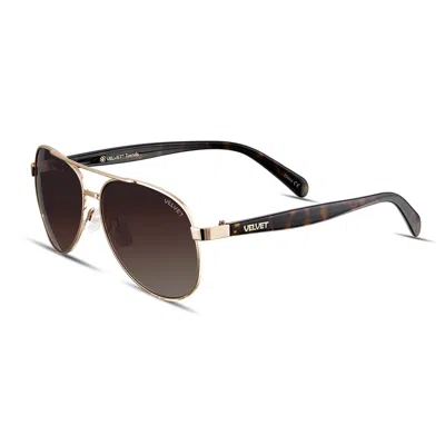 Velvet Eyewear Women's Gold / Black / Brown Oval Small Face Shape Sunglass Style Box In Multi