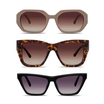 Velvet Eyewear Women's Neutrals / Black / Brown  Heart Face Shape Sunglass Style Box