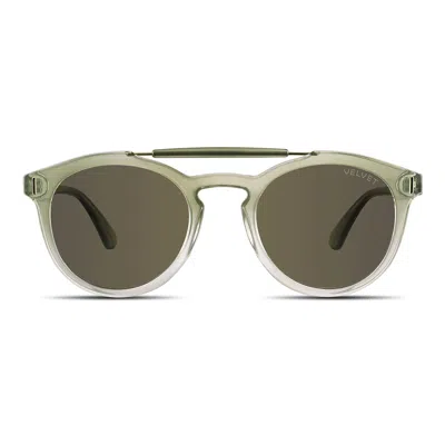 Velvet Eyewear Women's Neutrals / Green  Retro Sunglass Style - Amelia