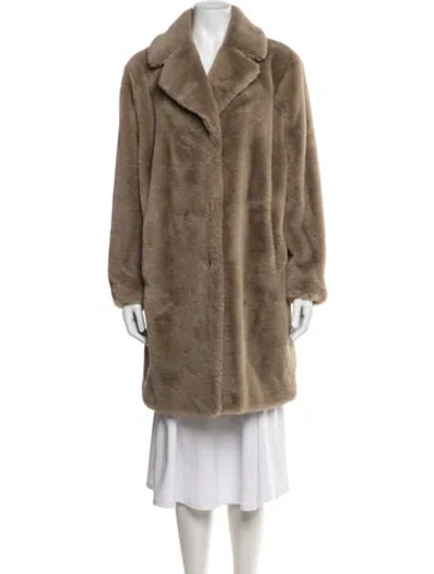 Pre-owned Velvet Faux Fur Coat In Brown