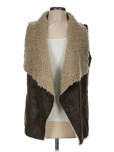 Pre-owned Velvet Faux Fur Vest In Brown