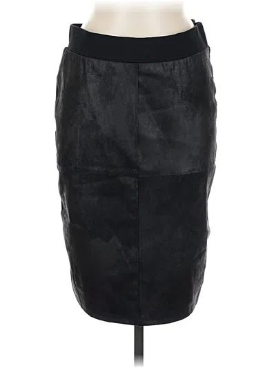Pre-owned Velvet Faux Leather Skirt In Black