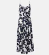 Velvet Floral Cotton Voile Midi Dress In Black