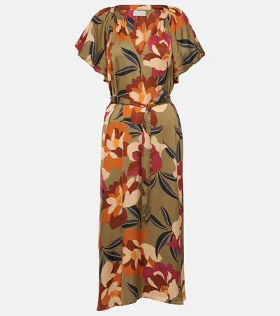 Velvet Francie Printed Satin Midi Dress In Multicoloured