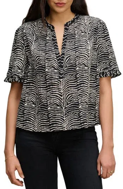 Velvet Freeda Zebra Print Top In Black