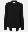 Velvet Gabrielle Draped Rayon Challis Blouse In Black