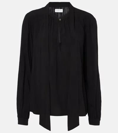 Velvet Gabrielle Draped Rayon Challis Blouse In Black