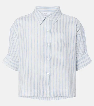 Velvet Greya Striped Cotton And Linen Shirt In Blue