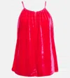 Velvet Halter-neck Top In Lotus