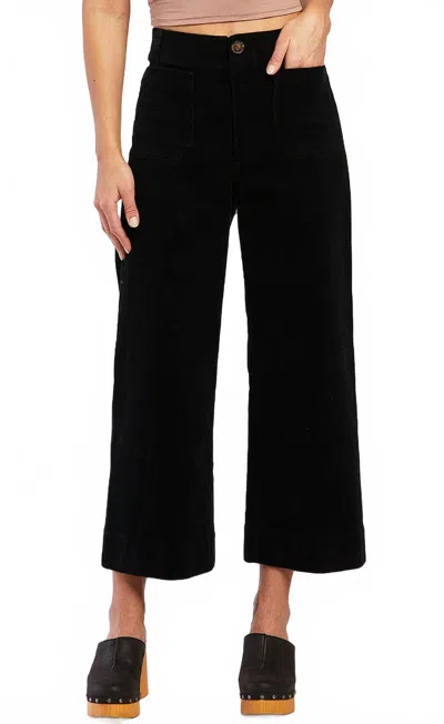 Velvet Heart Alyx Cropped Wide Leg Cord Pant In Black