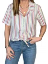 Velvet Heart Aquata Stripe Tie Front Top In White Multi In Multi