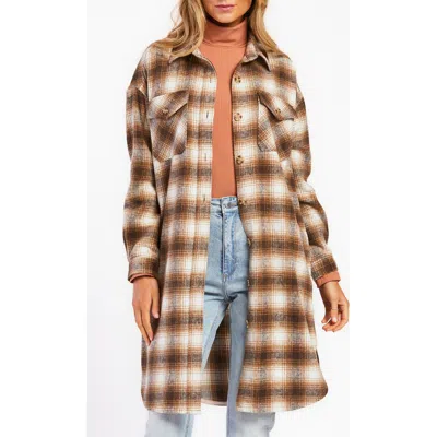Velvet Heart Asher Utility Long Shacket In Brown