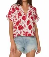 Velvet Heart Bane Button-up Shirt In Red Floral In Red