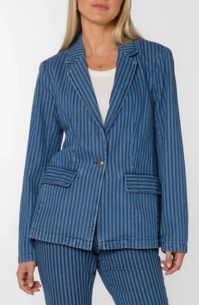 Velvet Heart Beni Striped Single Button Blazer In Blue