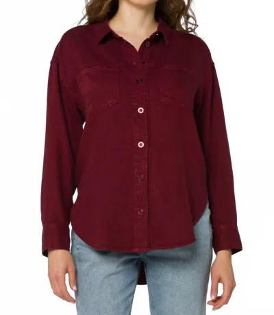 Velvet Heart Braxton Long Sleeve Button-up Shirt In Burgundy In Multi