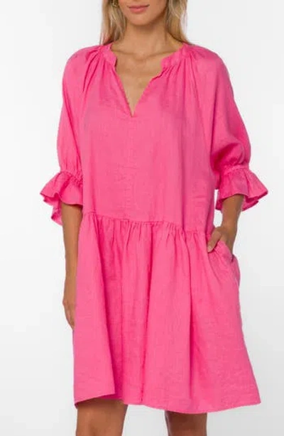 Velvet Heart Carine Drop Waist Linen Dress In Pink