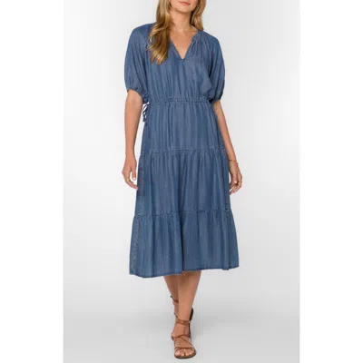 Velvet Heart Cassie Tiered Denim Midi Dress In Blue