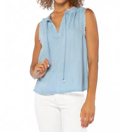 Velvet Heart Chambray Sleeveless Top In Catalina Blue