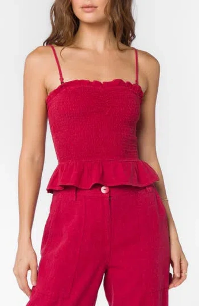 Velvet Heart Chantal Smocked Peplum Camisole In Red Salsa