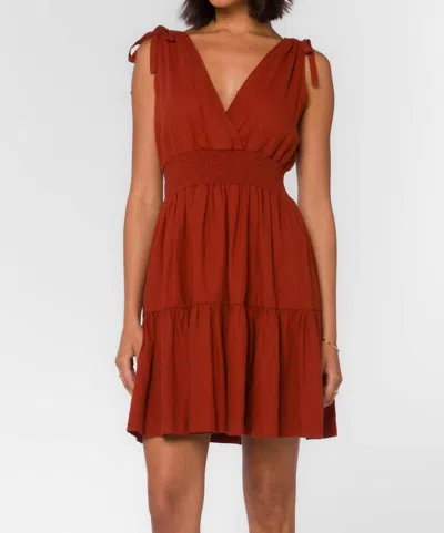Velvet Heart Charla V-neck Tiered Mini Dress In Henna Brown In Red