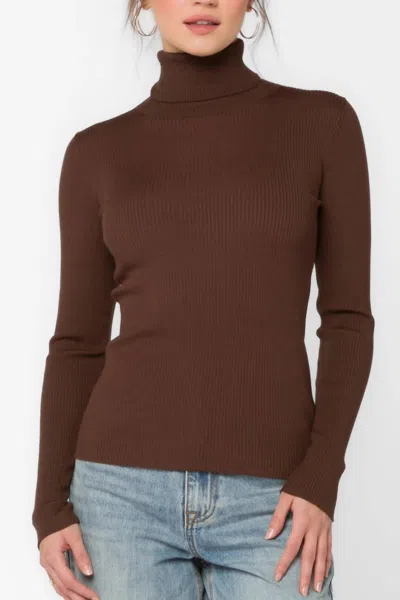 VELVET HEART CINDY RIBBED TURTLENECK IN JAVA BROWN