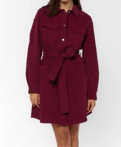 Velvet Heart Deena Snap Button Dress In Maroon In Multi