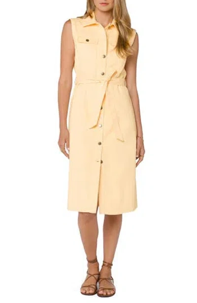Velvet Heart Denim Button-up Midi Dress In Yellow