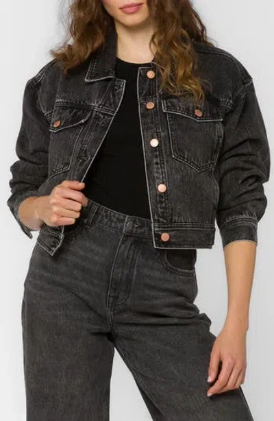 Velvet Heart Dion Crop Denim Jacket In Gray