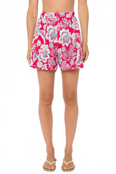 Velvet Heart Donald Shorts In Raspberry Floral Garden In Red