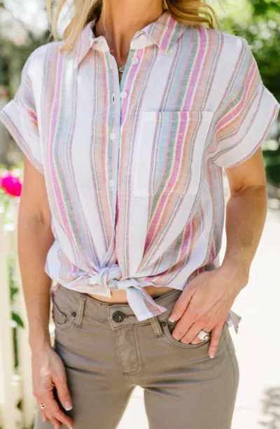 Velvet Heart Edison Button Up Shirt In Stripe In Multi