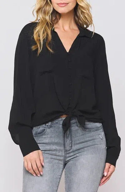 Velvet Heart Eleni Button Front Blouse In Black