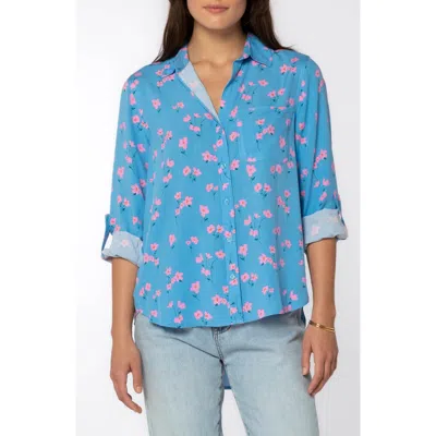 Velvet Heart Elisa Floral Roll Tab Sleeve Shirt In Red
