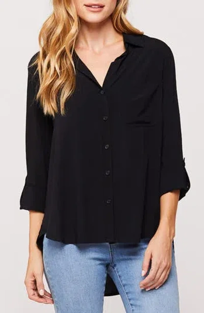 Velvet Heart Elisa Long Sleeve High/low Shirt In Black