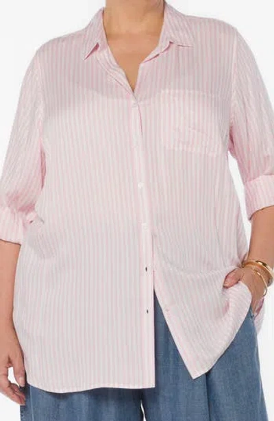 Velvet Heart Elisa Tab Sleeve Button-up Shirt In Pink