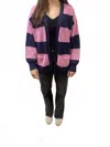 Velvet Heart Elle Cardigan In Navy Pink In Multi