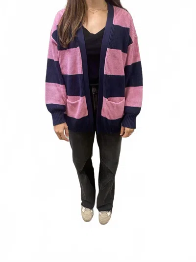 Velvet Heart Elle Cardigan In Navy Pink In Multi