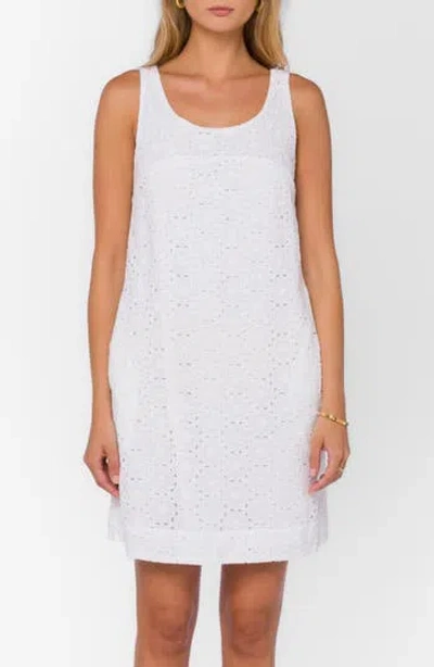 Velvet Heart Eyelet Sleeveless Shift Dress In White