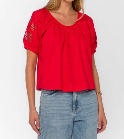 Velvet Heart Flora Short Puff Sleeve Top In Saucy Red In Multi