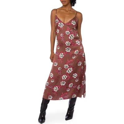 Velvet Heart Floral Print Slipdress In Brown
