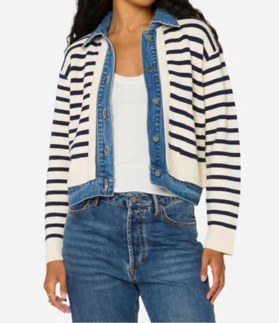 Velvet Heart Francis Knit Jacket In Navy Stripes