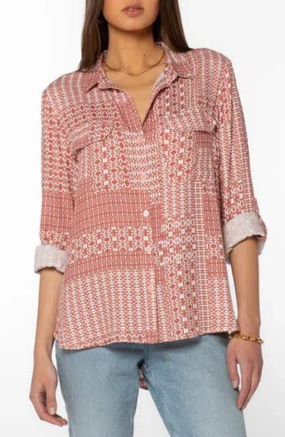 Velvet Heart Genovia Roll Tab Button-up Shirt In Brown