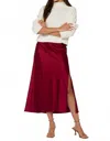 Velvet Heart Gypsy Satin Midi Skirt In Crimson In Pink